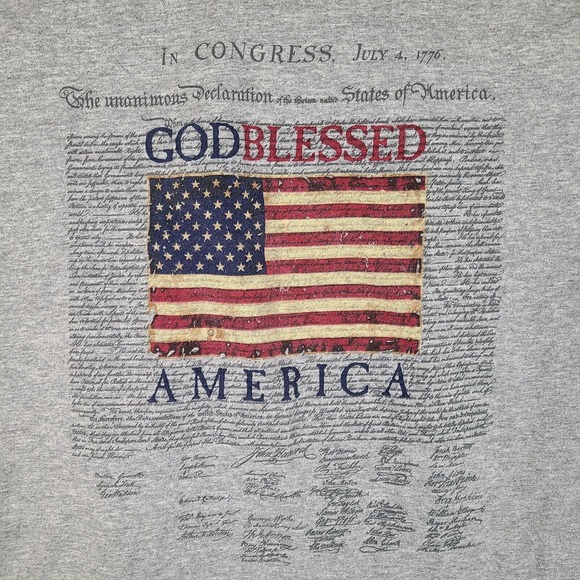 USA Patriotic T-Shirt God Blessed America T-Shirt XL Gray Short Sleeve - Picture 2 of 11